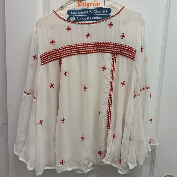 Anthropologie Flowy Embroidered Long Sleeve Shirt - Picture 5 of 6